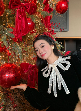 落落狷介 衬衫女高级感轻奢减龄洋气套头黑色丝绒上衣2025年新款