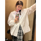 小个子宽松上衣长袖 女2025年新款 白色别致绝美上衣法式 落落狷介
