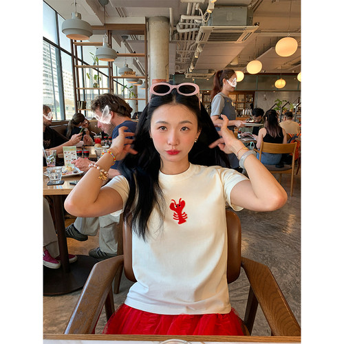 落落狷介短袖刺绣T恤女