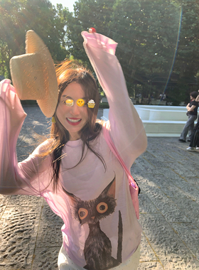 落落狷介 长袖上衣女2025年新款夏季冰丝防晒衣小个子宽松T恤紫色