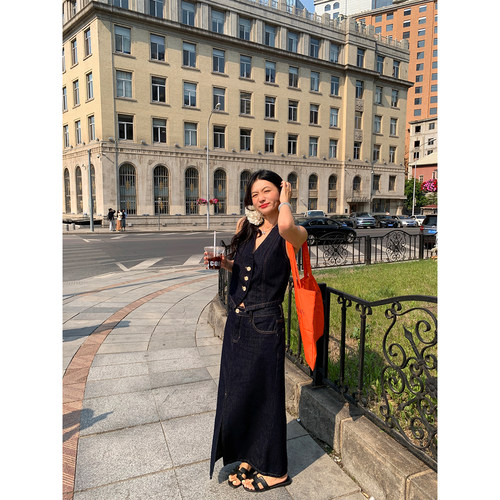 落落狷介牛仔套装裙女两件套