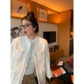 蕾丝小香风 外套韩系白色羊毛大衣女2025新款 落落狷介 超好看冬装