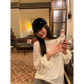 两件套蕾丝衫 2025新款 上衣女白色小个子宽松 蕾丝打底衫 落落狷介