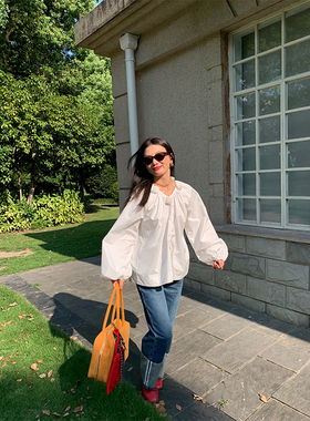 落落狷介 新中式上衣女2025年新款白色衬衫设计感宽松小个子衬衣