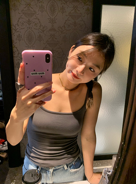 落落狷介吊带背心女内搭2025年早春新款修身显瘦百搭性感上衣灰色