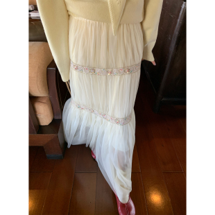 落落狷介 白色半身裙女2026年早春设计感蛋糕裙设计感网纱裙百搭