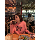 落落狷介 设计感小个子可外穿粉色套头 毛衣女秋冬内搭2025年新款