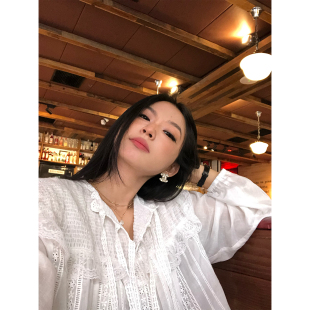 落落狷介 白色衬衫女款2026新款刺绣蕾丝拼接小个子开衫上衣小众