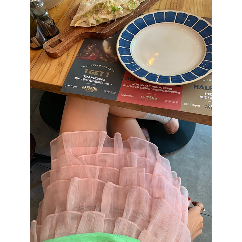 落落狷介 半身裙女2026新款夏季粉色蛋糕裙小个子短裙设计感a字裙
