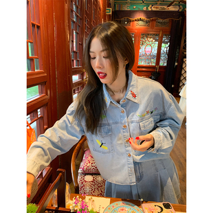 裙女两件套牛仔外套 落落狷介 牛仔套装 套装 半身裙 小个子显高时尚