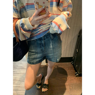 百搭初夏设计感高腰裤 女小个子牛仔短裤 子 2026新款 落落狷介牛仔裤
