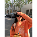 落落狷介加绒卫衣女2025新款 加厚粉色刺绣套头小个子宽松外套圆领