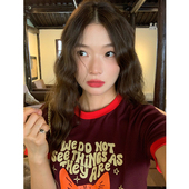 韩系chic别致上衣小个子印花上衣 女t恤夏2026年新款 落落狷介 短袖