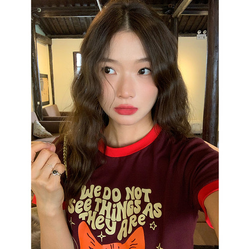 落落狷介短袖设计感T恤女