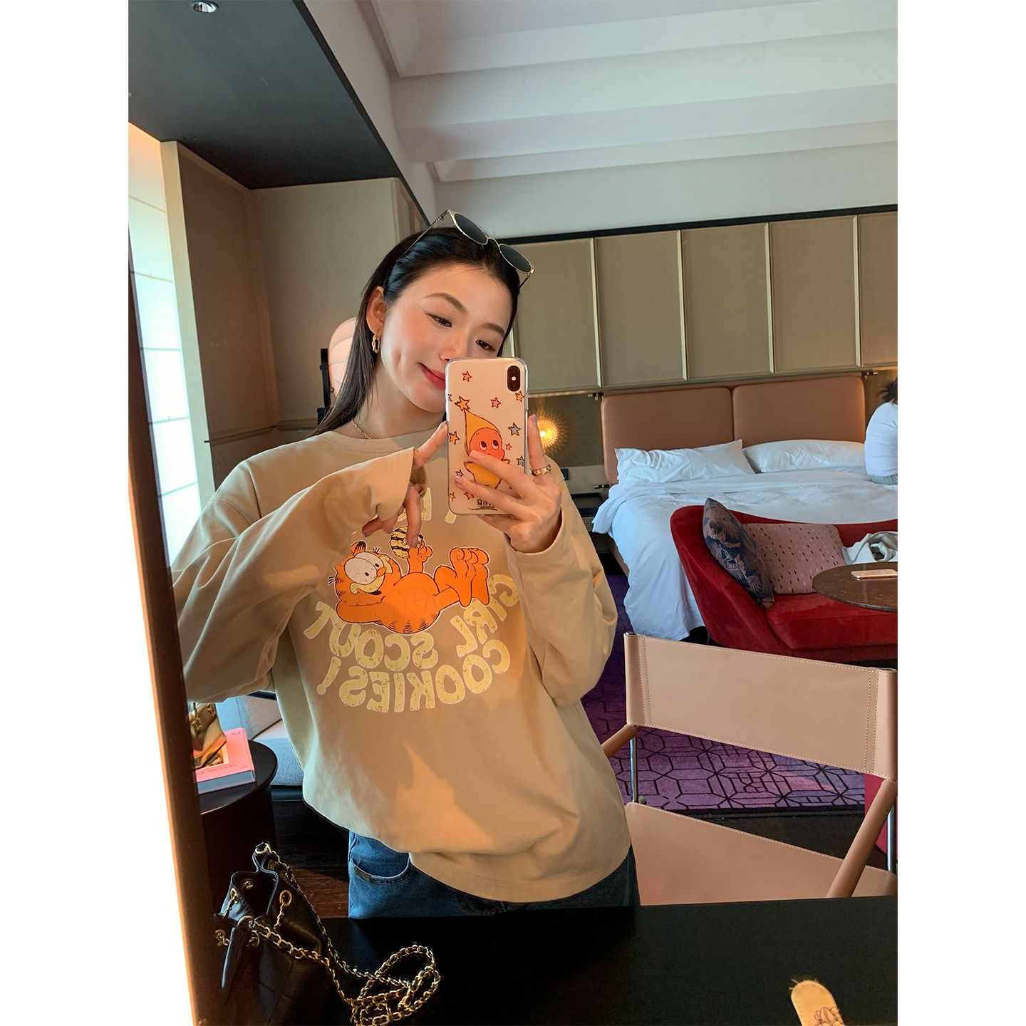 落落狷介宽松长袖T恤女小个子图片