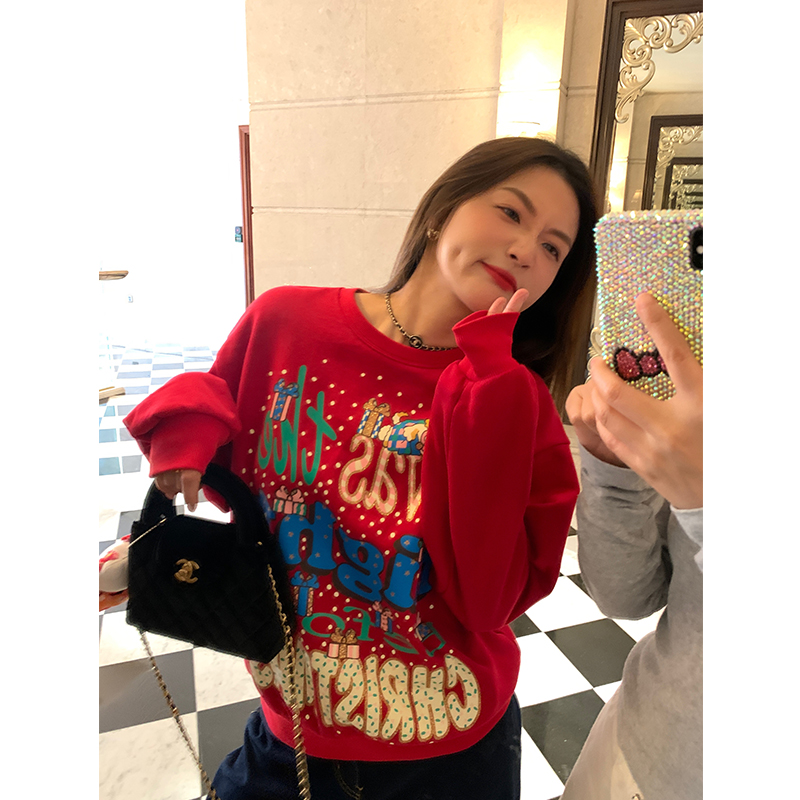 落落狷介加绒加厚卫衣女