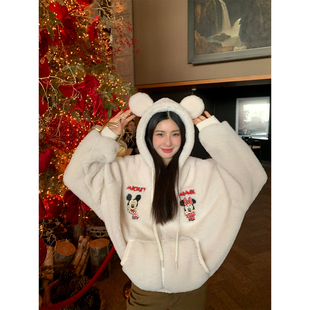 落落狷介今年流行漂亮的外套连帽开衫毛毛外套女2025年新款设计感