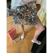 落落狷介春夏半身裙穿搭2026年新款 银色亮片设计感小众半裙包臀裙