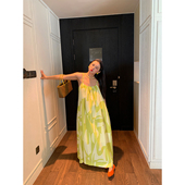 纯棉宽松印花吊带裙无袖 落落狷介夏季 吊带连衣裙女2025年新款 长裙