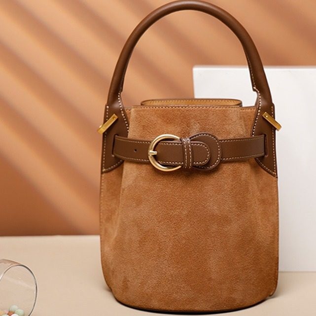 磨砂皮水桶包真皮韩式百搭小众设计轻奢手提包单肩斜挎女包大容量,箱包皮具/热销女包/男包,水桶包,淘宝优惠券,粉丝福利购,淘宝优惠卷