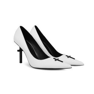 2026春新款十字架系列尖头细跟高跟鞋名媛性感小众白色浅口女单鞋