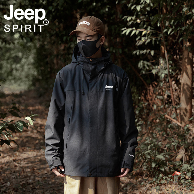 JEEP SPIRIT冲锋上衣外套男女春秋新款潮流休闲外套连帽防风夹克