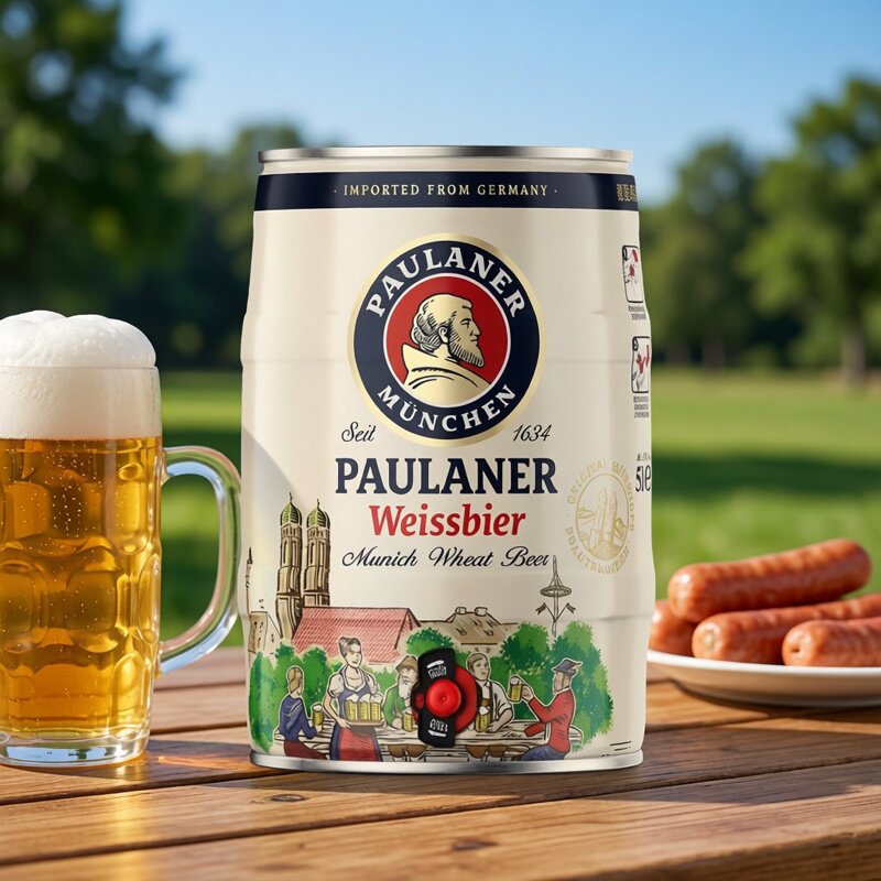 柏龙5升桶德国原装进口柏龙啤酒保拉纳Paulaner5L桶装小麦白啤酒