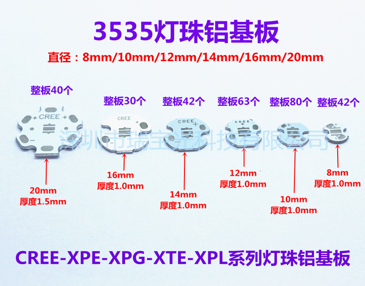 3535灯珠基板CREE16铜板