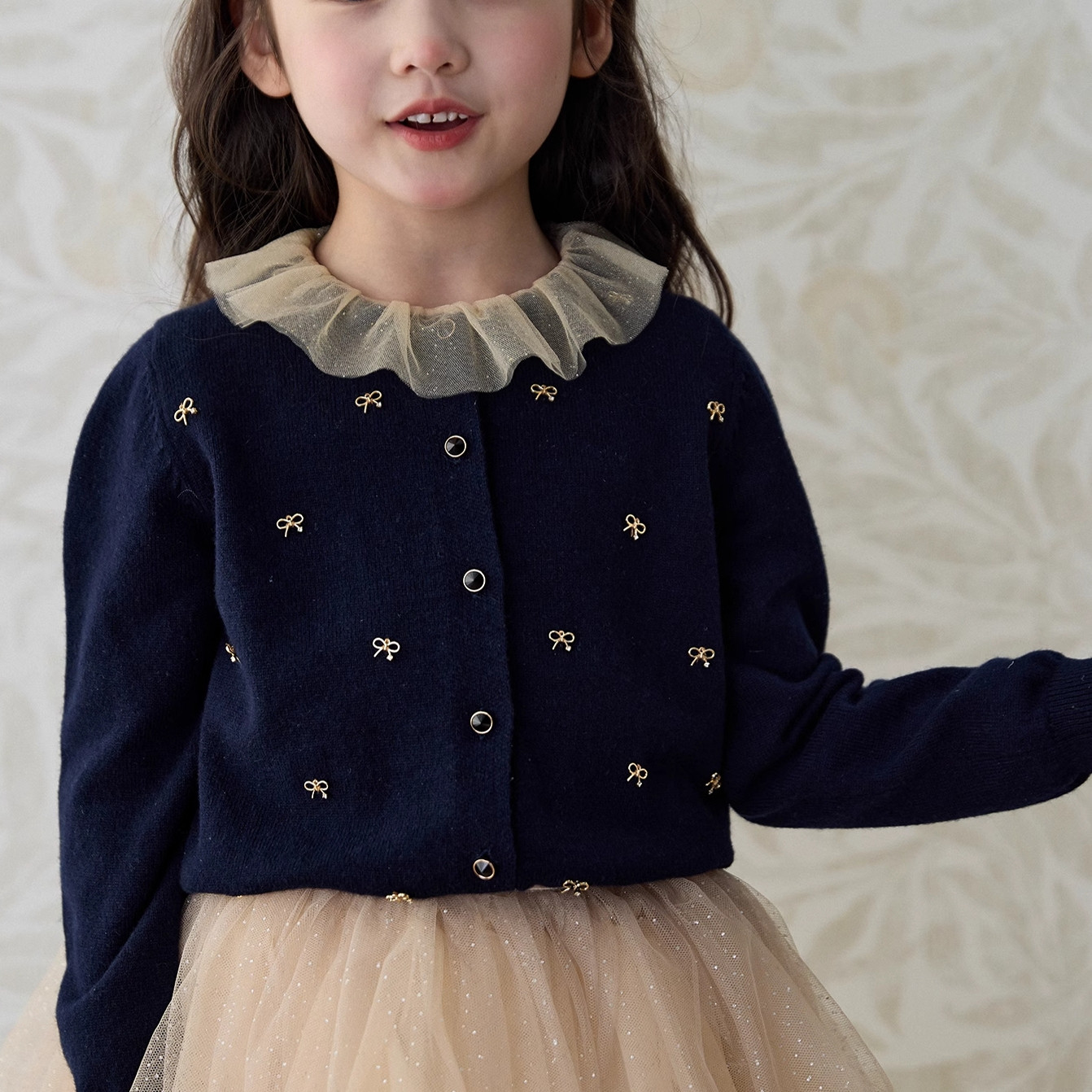 女童春秋新款手工串珠蝴蝶结羊毛外套百搭针织长袖开衫蓬蓬裙套装,童装/婴儿装/亲子装,毛衣/针织衫,淘宝优惠券,粉丝福利购,淘宝优惠卷