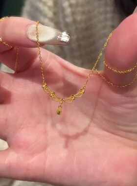 闪耀镂空蕾丝水滴流苏项链颈链女款法式公主裙边花丝锁骨链网红