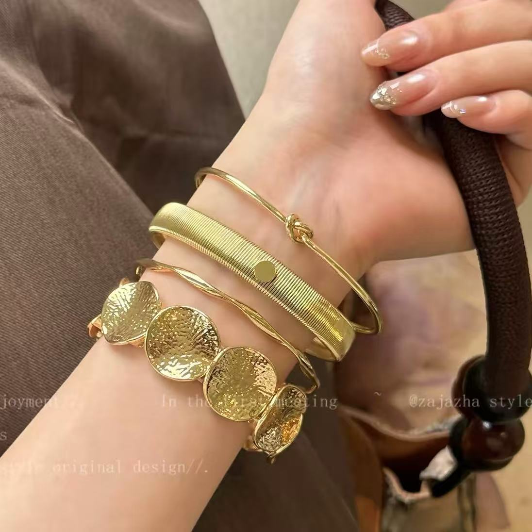 闪耀欧美金属不规则几何开口手镯合集轻奢高级感手环时尚百搭简约