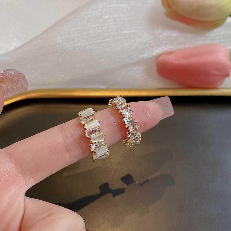 ins风森系网红同款猫眼石戒指轻奢小众精致两件套锆石食指戒指环