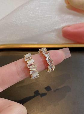 ins风森系网红同款猫眼石戒指轻奢小众精致两件套锆石食指戒指环