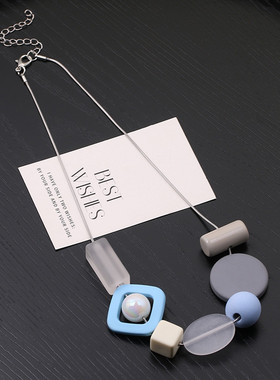 小众设计感蓝色项链女2025新款