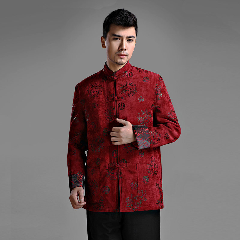 WINTER THICKENED PLUS-SIZE MENS LONG-SLEEVED CHINESE TANG COSTUME COTTON COAT DAD AND GRANDFATHER NEW YEARS PADDED JACKET NATAL YEAR NATIONAL COSTUME JACKET