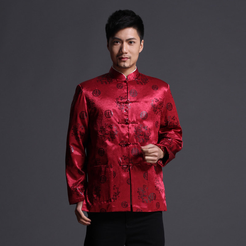 SPRING AND AUTUMN MIDDLE-AGED AND ELDERLY DAD TANG COSTUME MALE CHINESE STYLE JACKET YIN LONG GRANDPA LONG-SLEEVED CHINESE JACKET JACKET