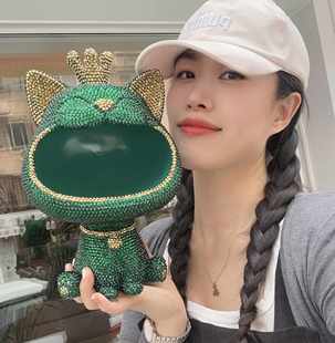 贴钻招财猫钥匙收纳摆件进门玄关入户客厅家居装饰品粘钻大嘴猫