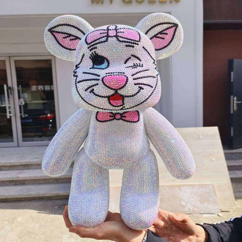 小白猫粘钻熊喜庆手工DIY贴钻