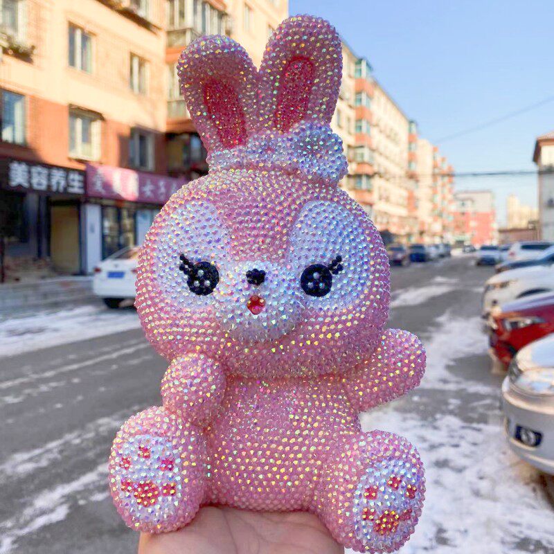 大耳朵兔子娃娃贴钻diy手工女孩