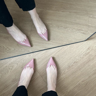 小鱼家里外全真皮漏指缝平底单鞋