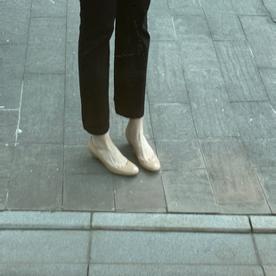 小鱼家超浅口漏指缝5cm异形坡跟小圆头单鞋