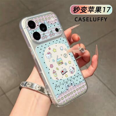 镂空KT猫秒变大视窗适用苹果171615141312PROMAX手机壳透明软全包59