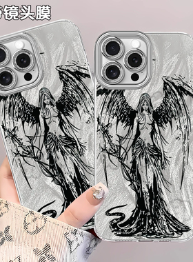 天使降临电镀羽纱手机壳适用苹果16红米NOTE15IQOONEO10PROPLUSK80至尊荣耀X50华为P80300VIVOX90Z9TURBO14新