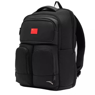 安踏中国国家队背包国旗款运动员黑色尼龙商公务双肩背书包18L