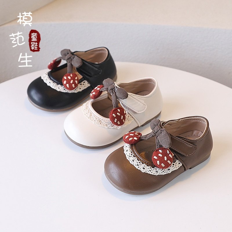 女童甜美风蕾丝边公主皮鞋2026春秋季新款韩版可爱樱桃设计豆豆鞋,童鞋/婴儿鞋/亲子鞋,皮鞋,淘宝优惠券,粉丝福利购,淘宝优惠卷
