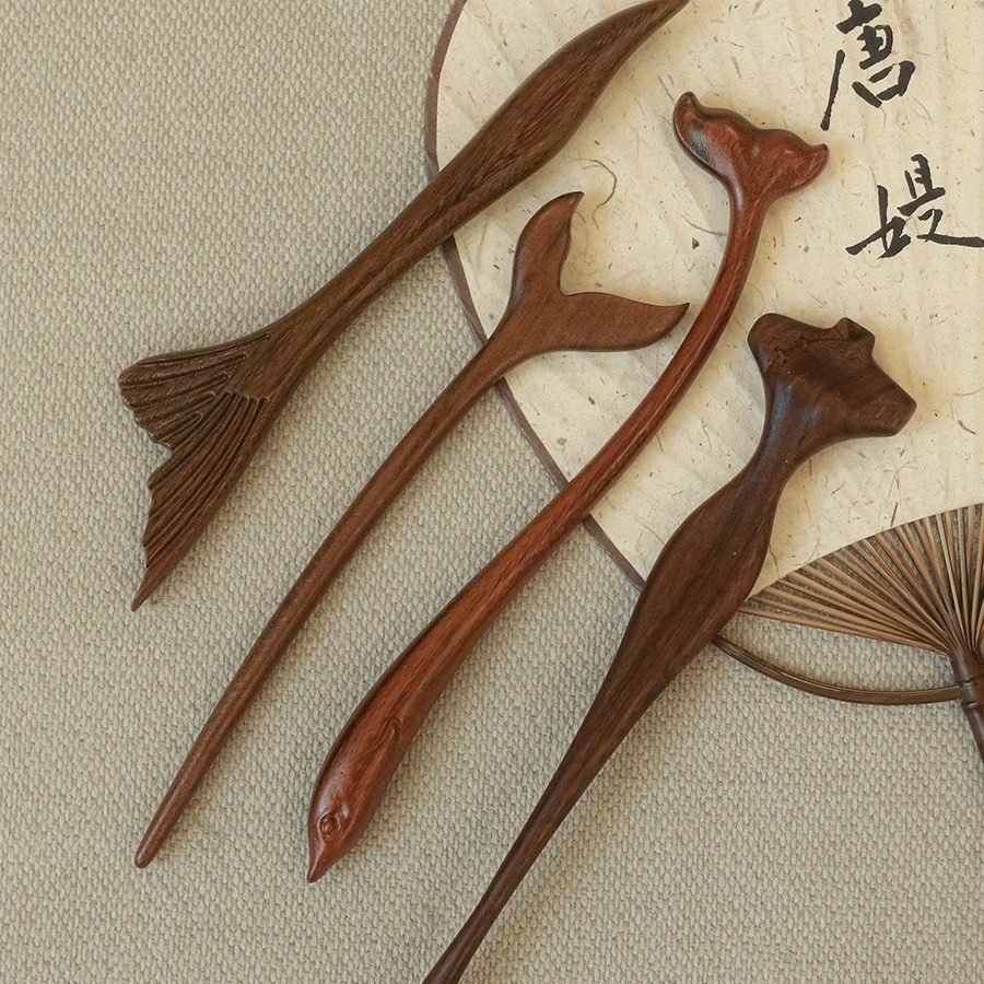 中国风金丝楠木鱼尾发簪新中式高级感新娘簪子古风汉服小众头饰女,饰品/流行首饰/时尚饰品新,发饰,淘宝优惠券,粉丝福利购,淘宝优惠卷