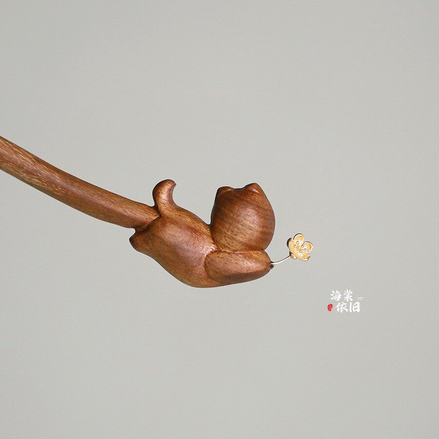 日常现代简约盘发簪子超仙原创猫咪小众百搭丸子头发饰汉服饰品女