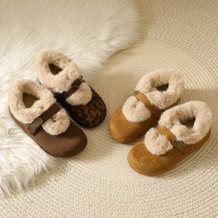 2026春季新款浅口单鞋女鞋冬季橡胶圆头中跟3cm松糕底厚底