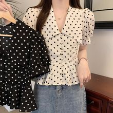 小个子独特上衣女时尚洋气时髦轻奢高级感2025大码夏季娃娃领波点