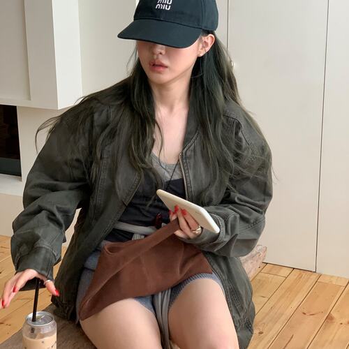 已出韩系  高品质潮流酷酷的极简棒球服洗水夹克服外套  女